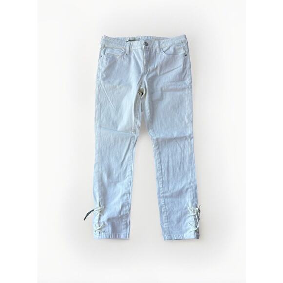 Pilcro And The Letterpress White Jeans Size 28 Lace Up Ankle Boho Anthropologie - Picture 1 of 12